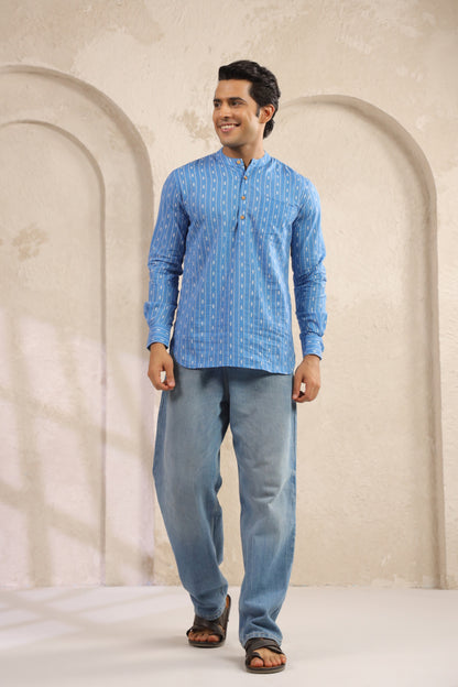 Blue Stripe Cotton Shirt Kurta