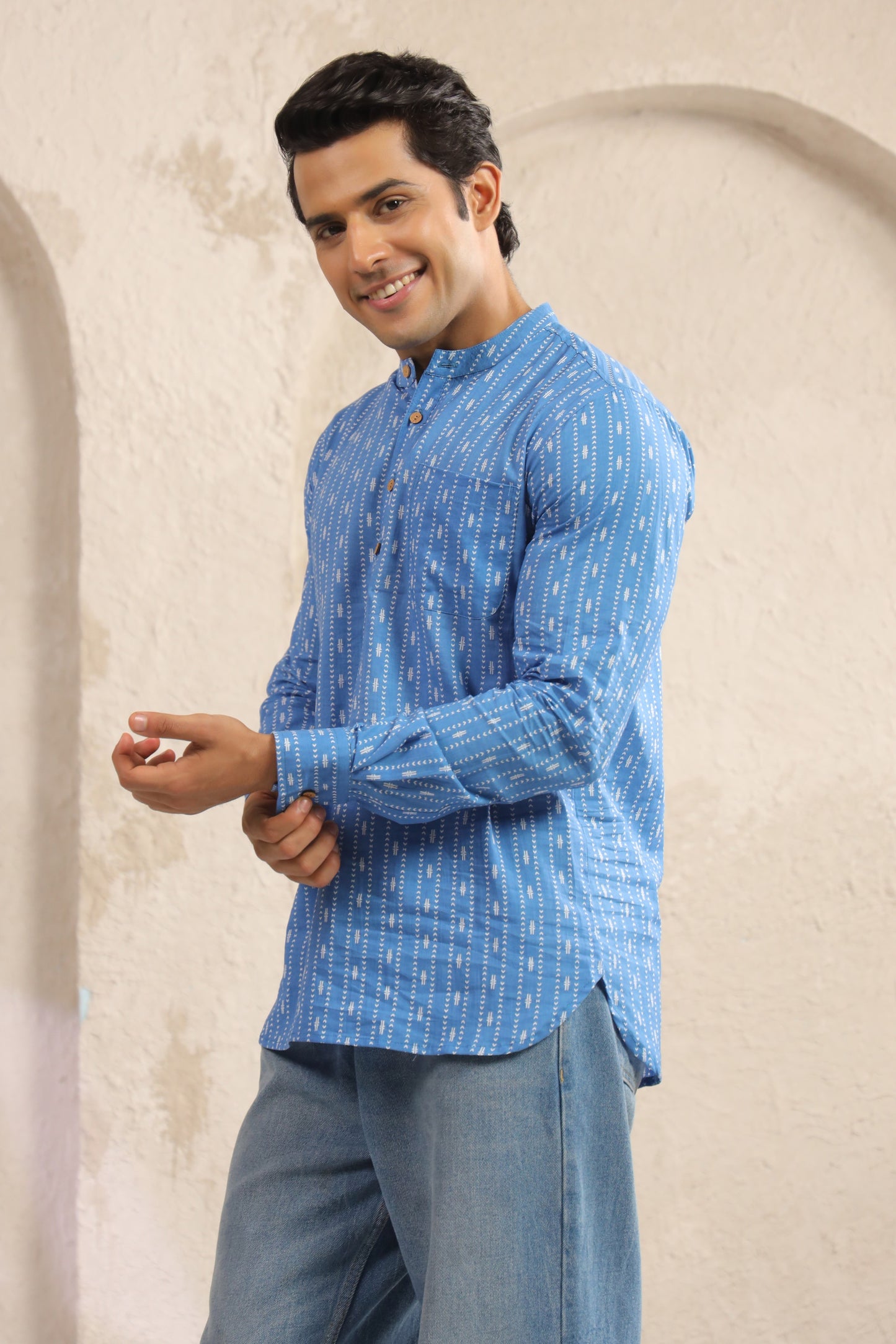 Blue Stripe Cotton Shirt Kurta