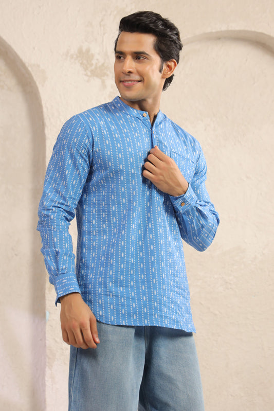 Blue Stripe Cotton Shirt Kurta