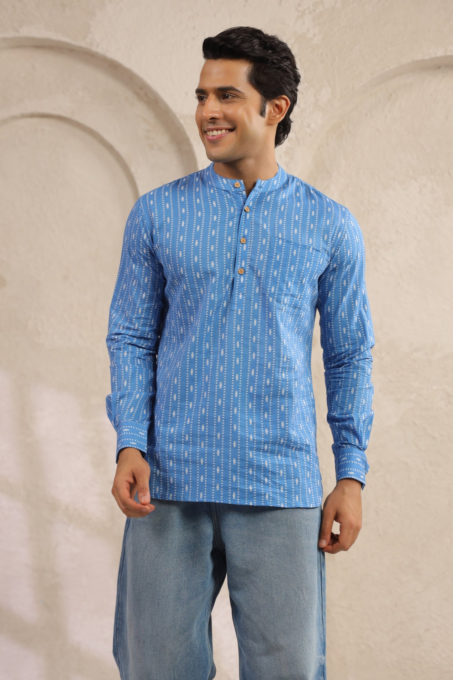 Blue Stripe Cotton Shirt Kurta