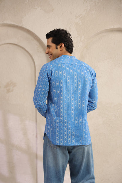 Blue Stripe Cotton Shirt Kurta