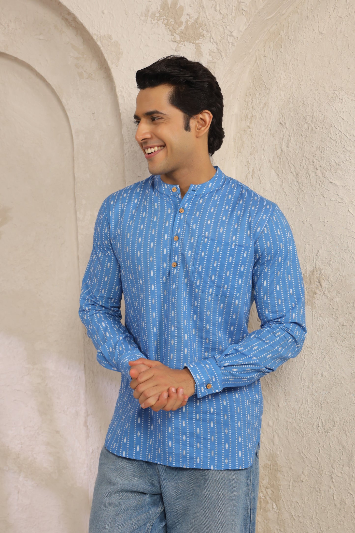 Blue Stripe Cotton Shirt Kurta