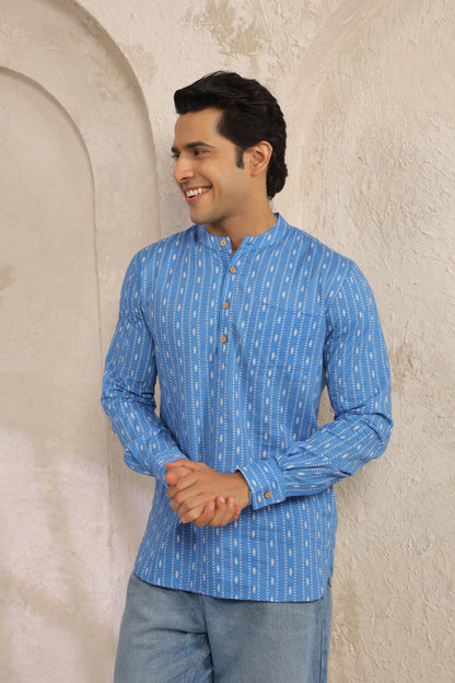 Blue Stripe Cotton Shirt Kurta