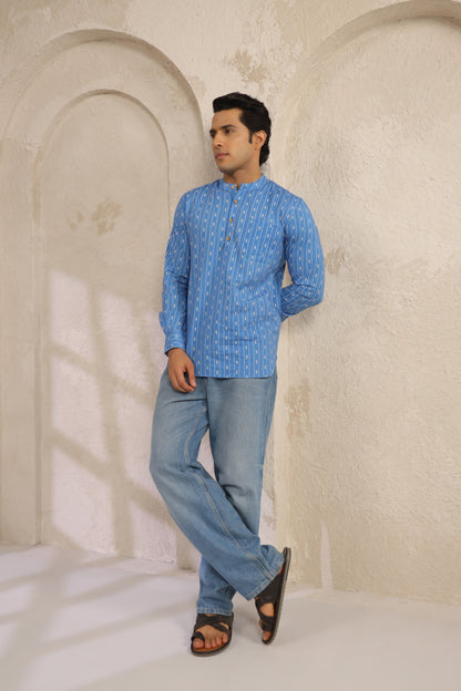 Blue Stripe Cotton Shirt Kurta