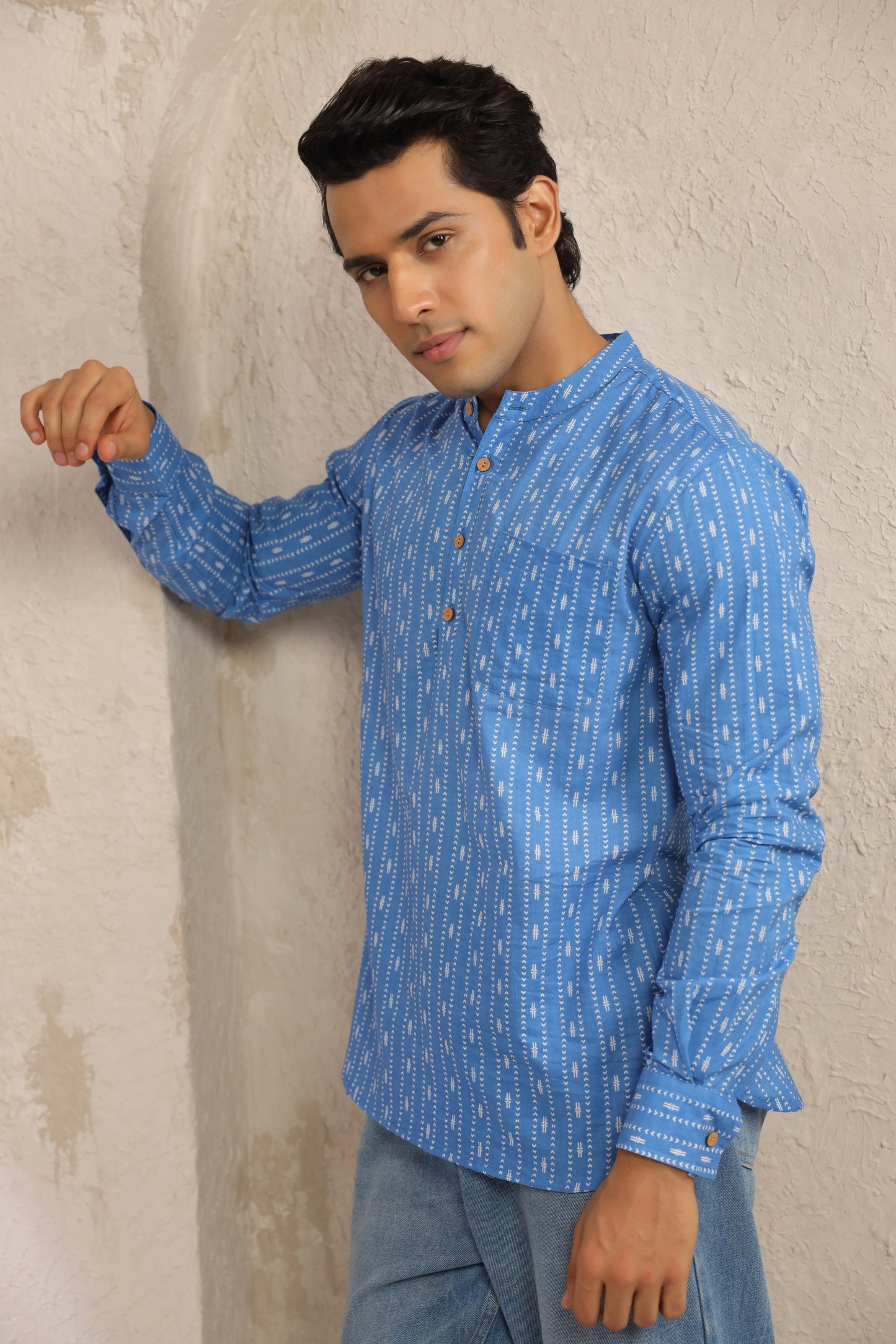 Blue Stripe Cotton Shirt Kurta