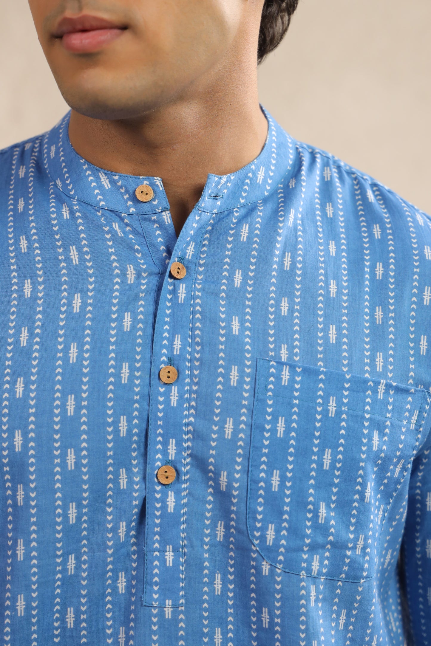 Blue Stripe Cotton Shirt Kurta