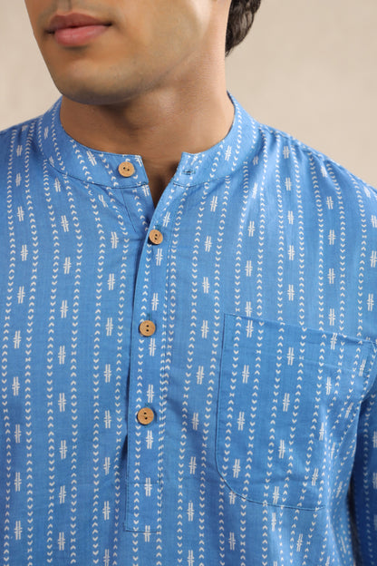 Blue Stripe Cotton Shirt Kurta