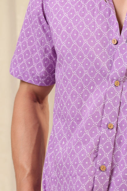 Purple Dots Cotton Regular Shirt