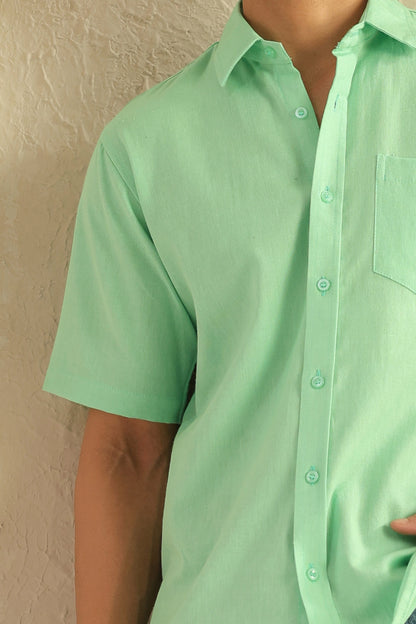 Sea Green Linen Blend Shirt