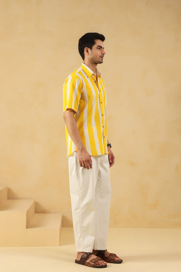 Yellow Stripe Half Sleeve Shirt