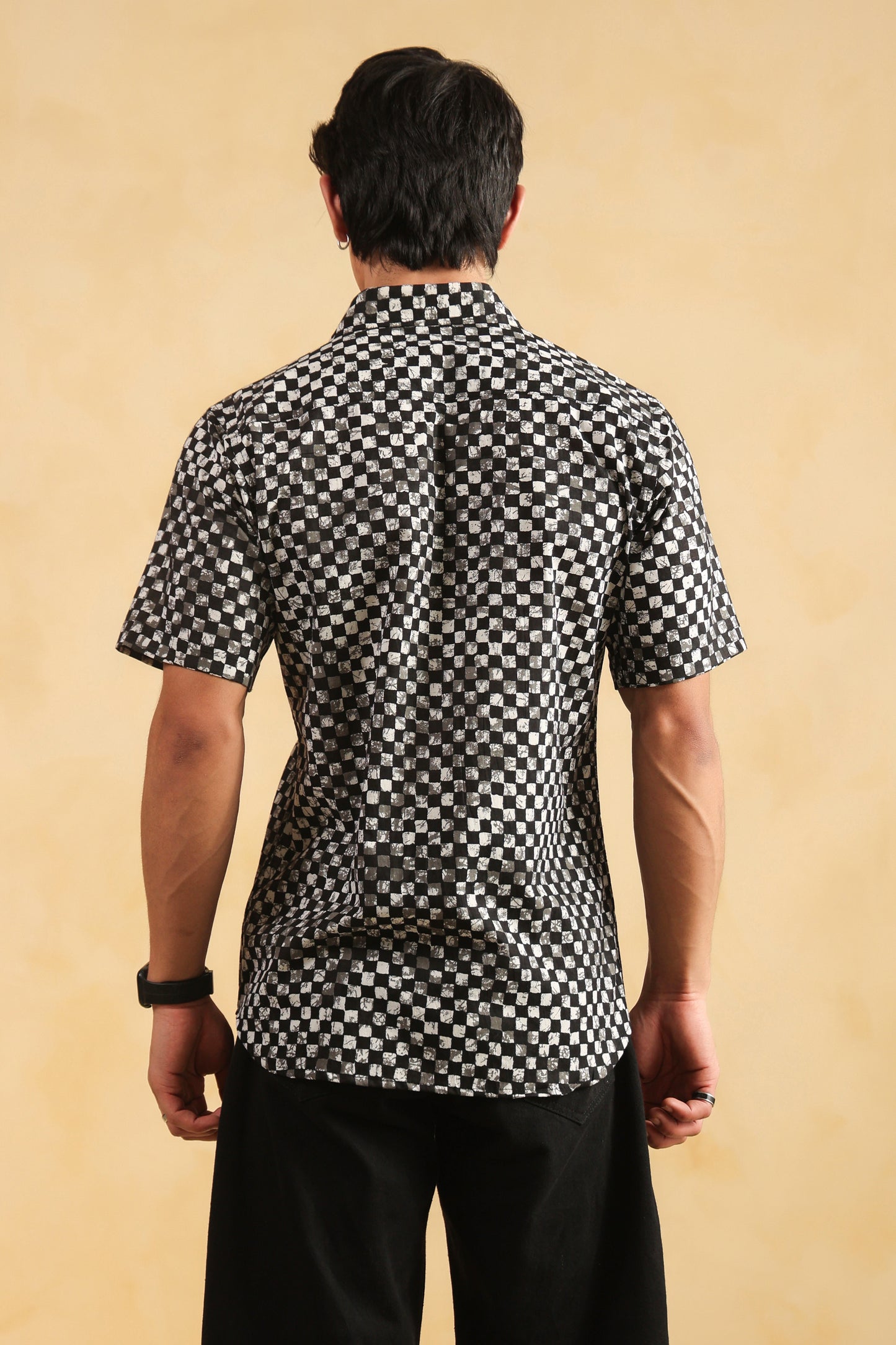 Black checks regular fit shirt