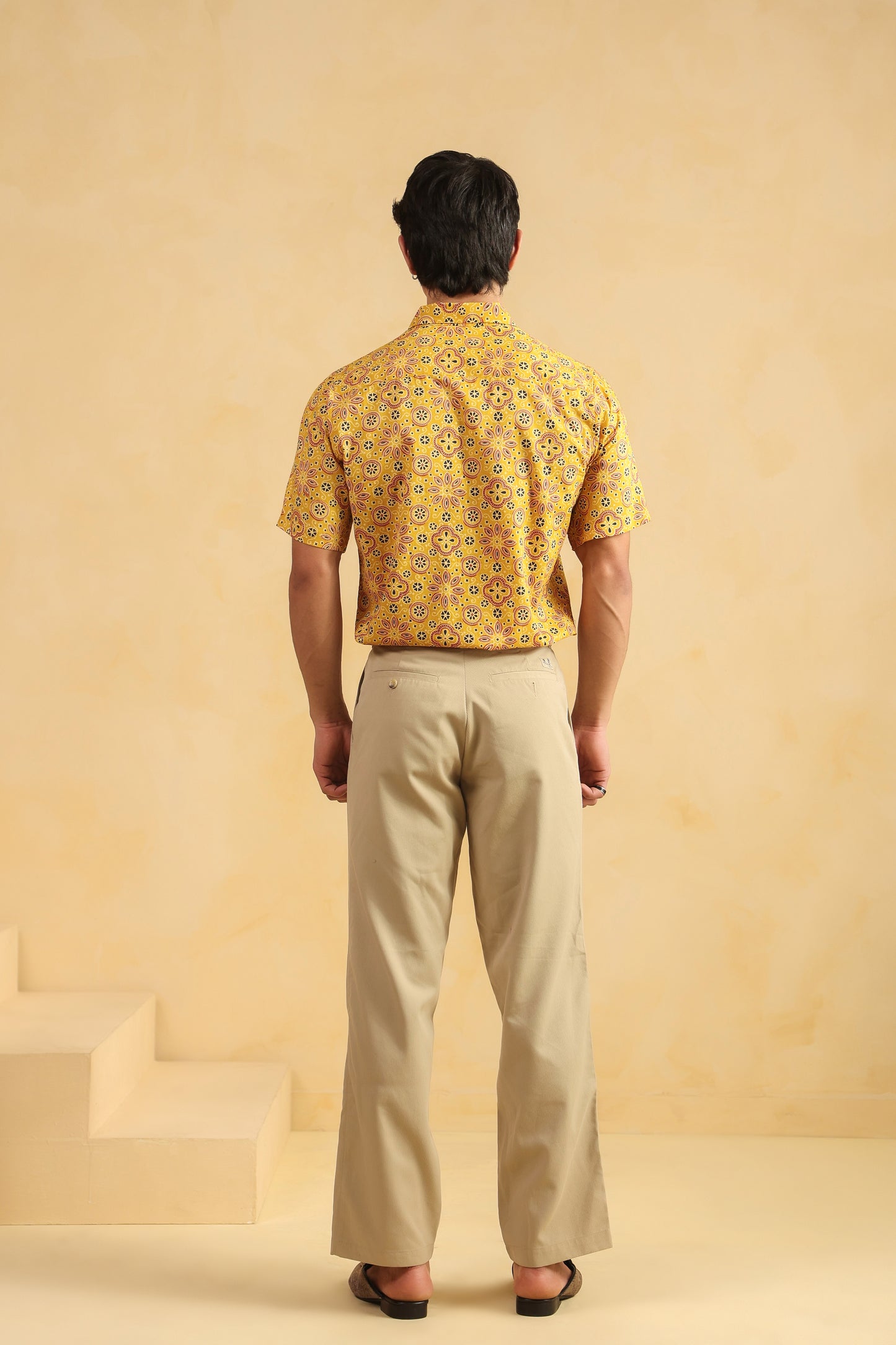 Yellow Cotton Half Sleeve Shirt