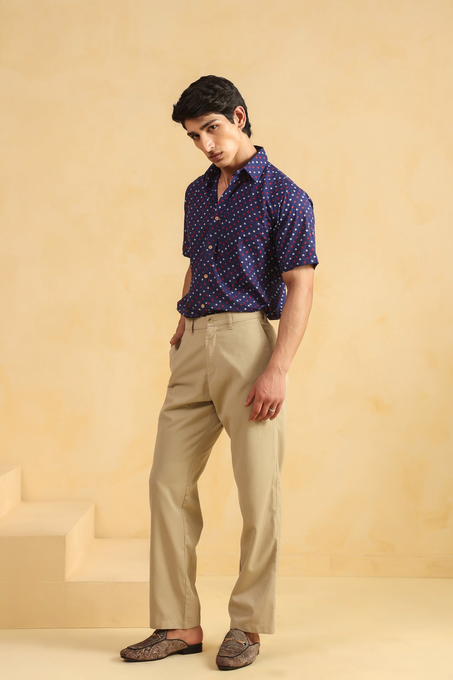 Purple regular fit cotton shirt