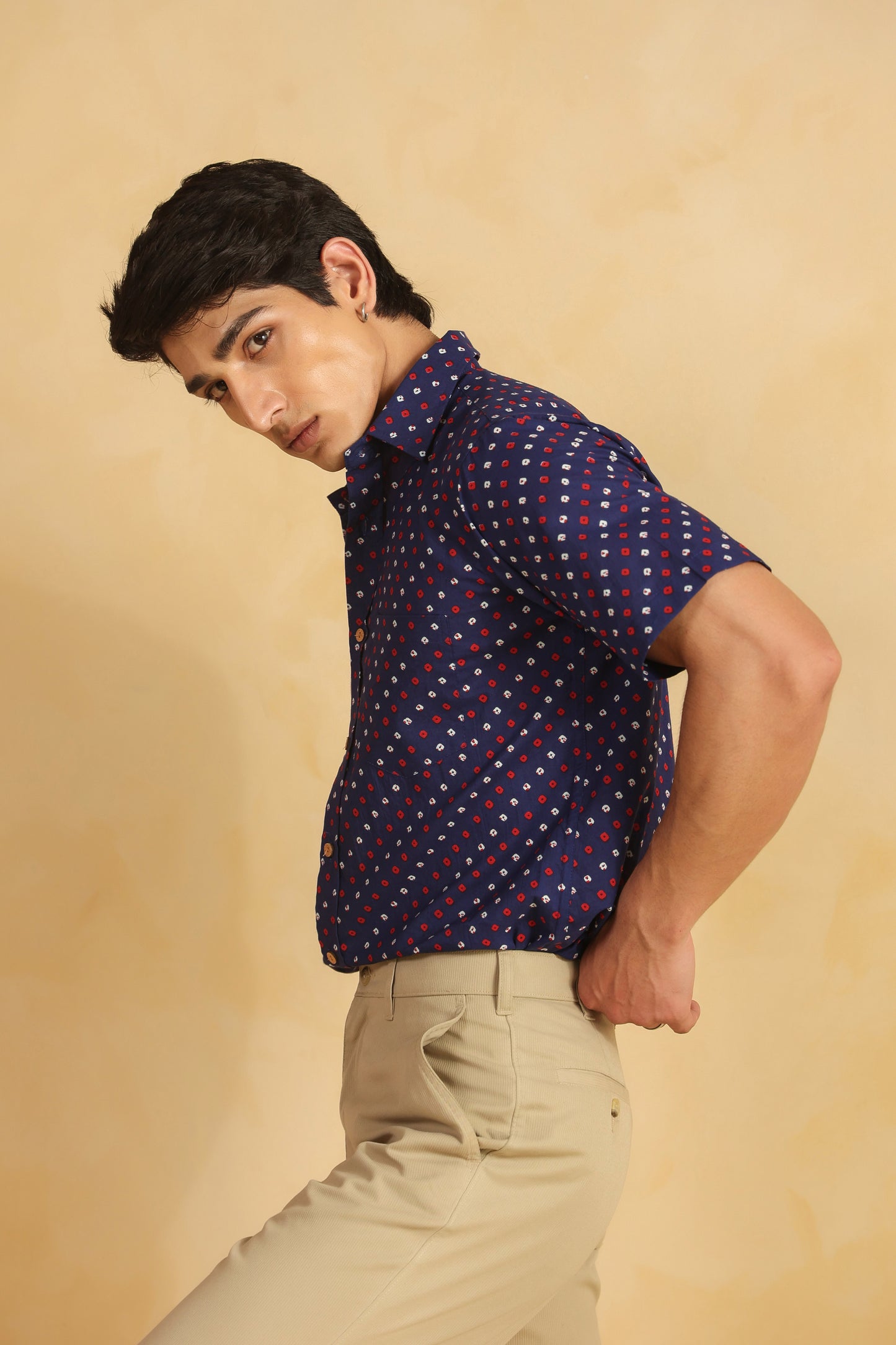 Purple regular fit cotton shirt