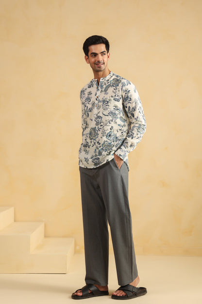 White regular fit shirt kurta