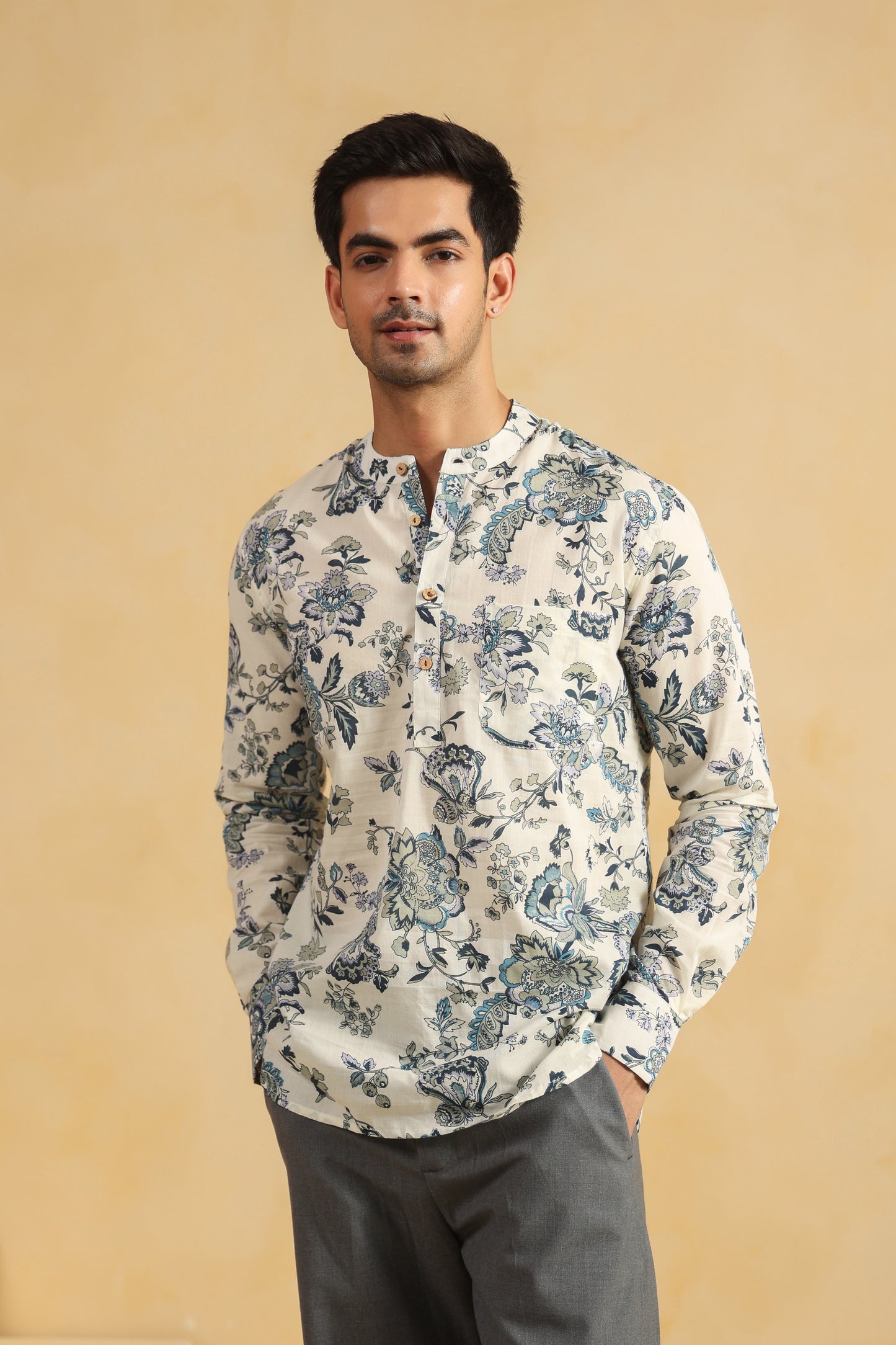 White regular fit shirt kurta