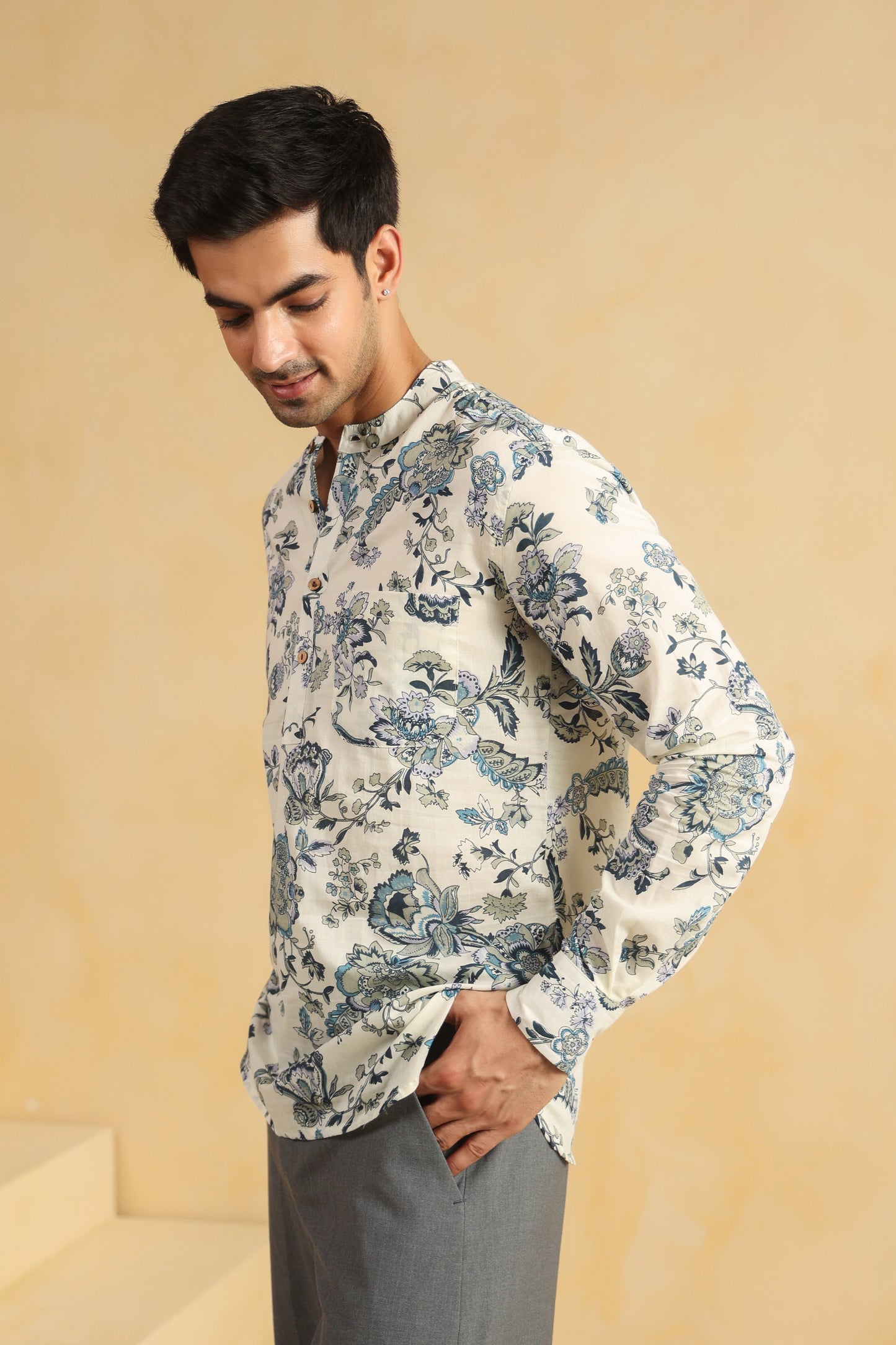 White regular fit shirt kurta