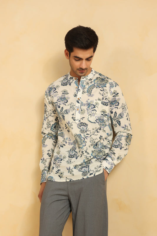 White regular fit shirt kurta