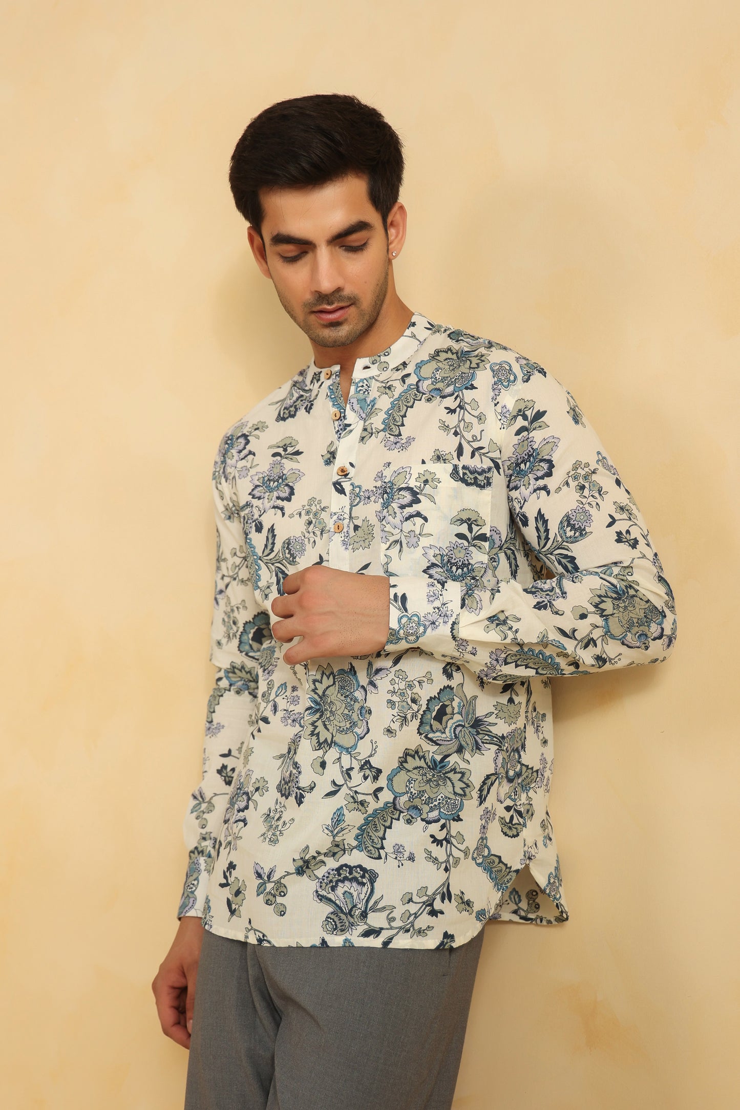 White regular fit shirt kurta