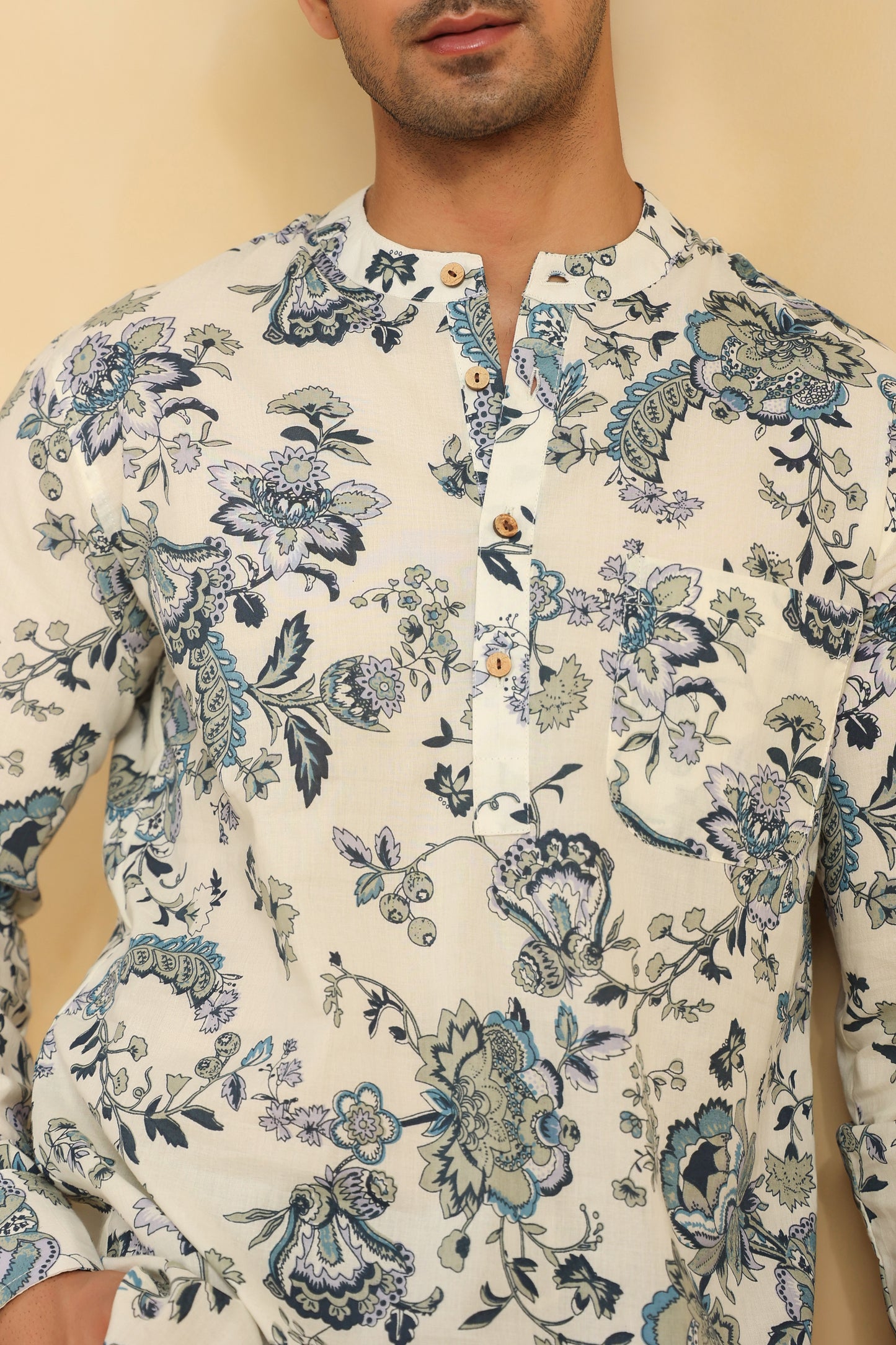White regular fit shirt kurta