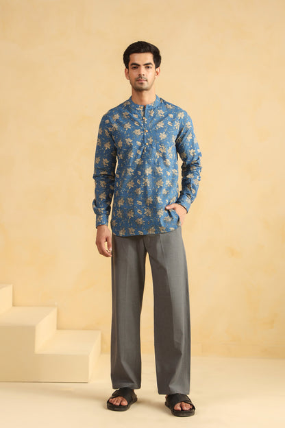 Light Blue  Cotton Shirt Kurta