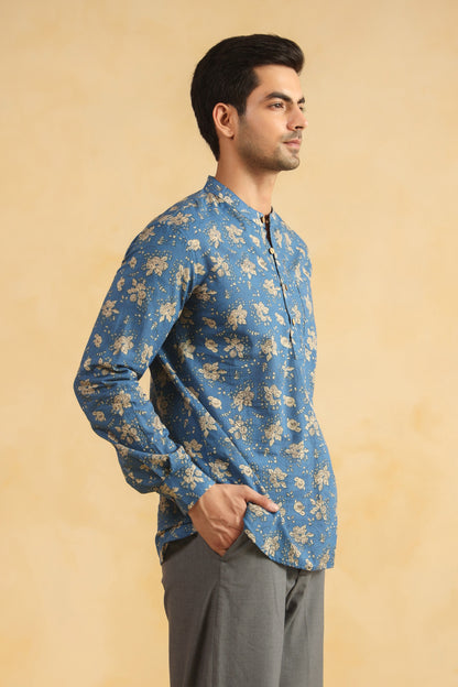 Light Blue  Cotton Shirt Kurta