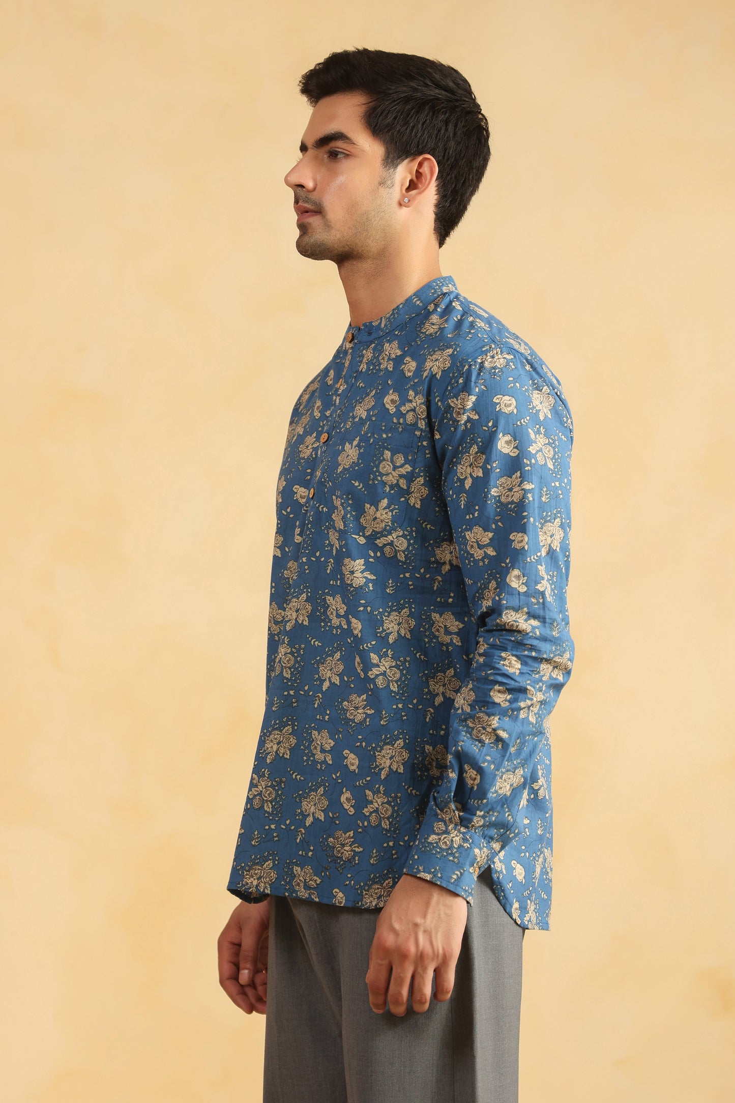 Light Blue  Cotton Shirt Kurta