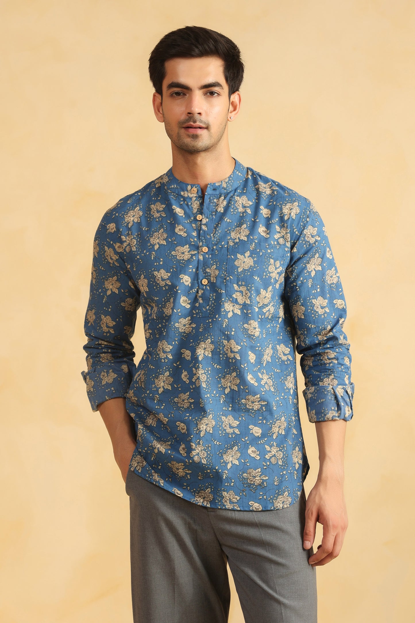 Light Blue  Cotton Shirt Kurta