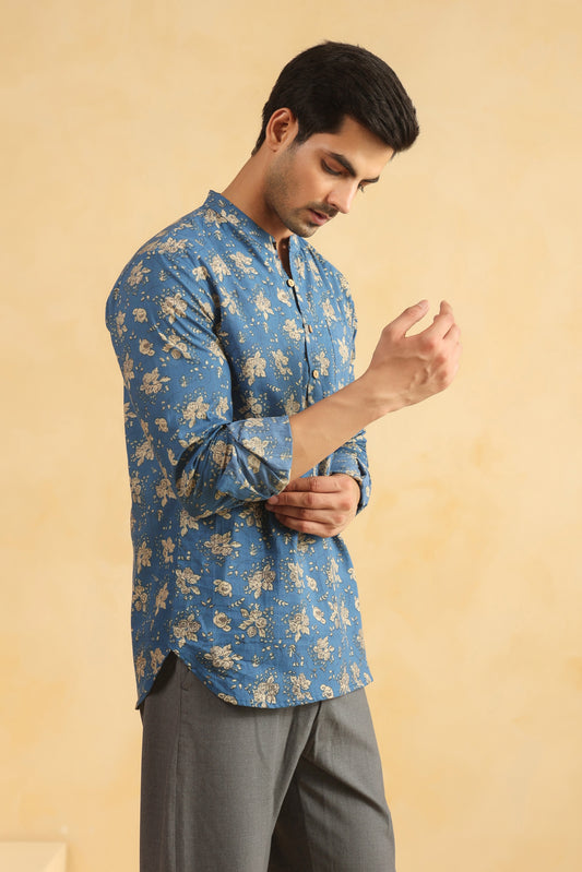 Light Blue  Cotton Shirt Kurta