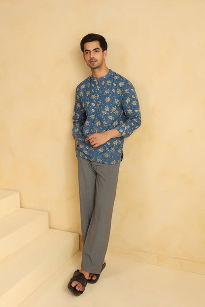 Light Blue  Cotton Shirt Kurta