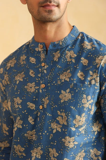 Light Blue  Cotton Shirt Kurta