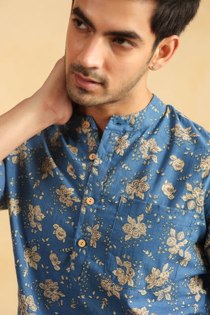Light Blue  Cotton Shirt Kurta