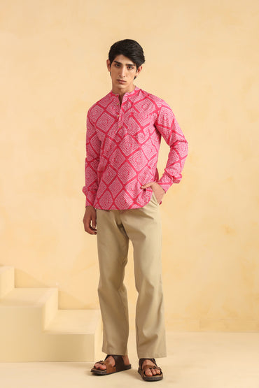 Pink Full Sleeve Shirt Kurta