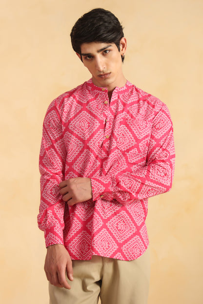 Pink Full Sleeve Shirt Kurta