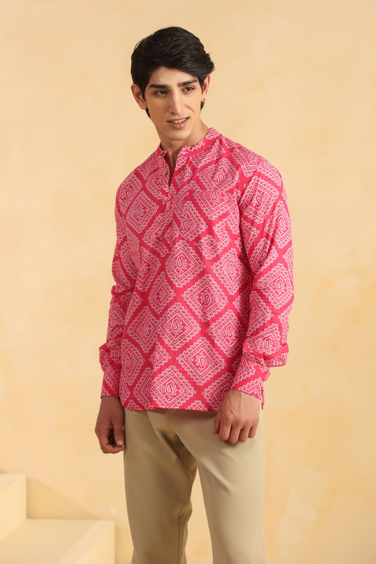 Pink Full Sleeve Shirt Kurta