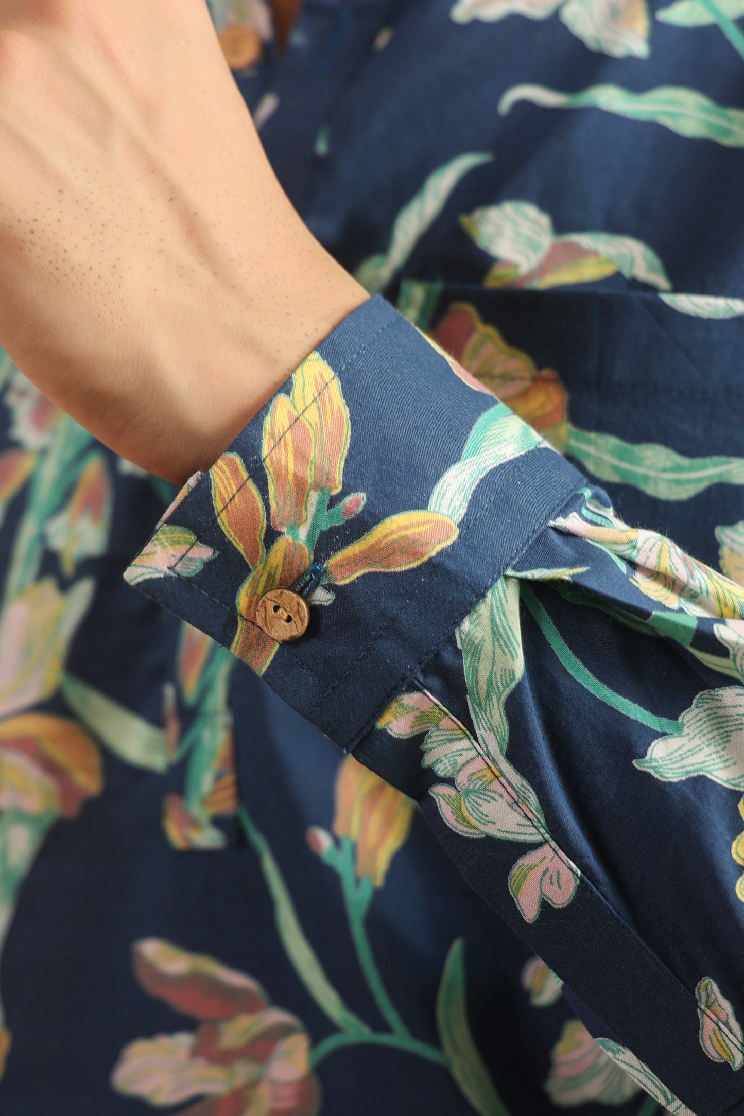 Cobalt Blue Printed Cotton Shirt Kurta