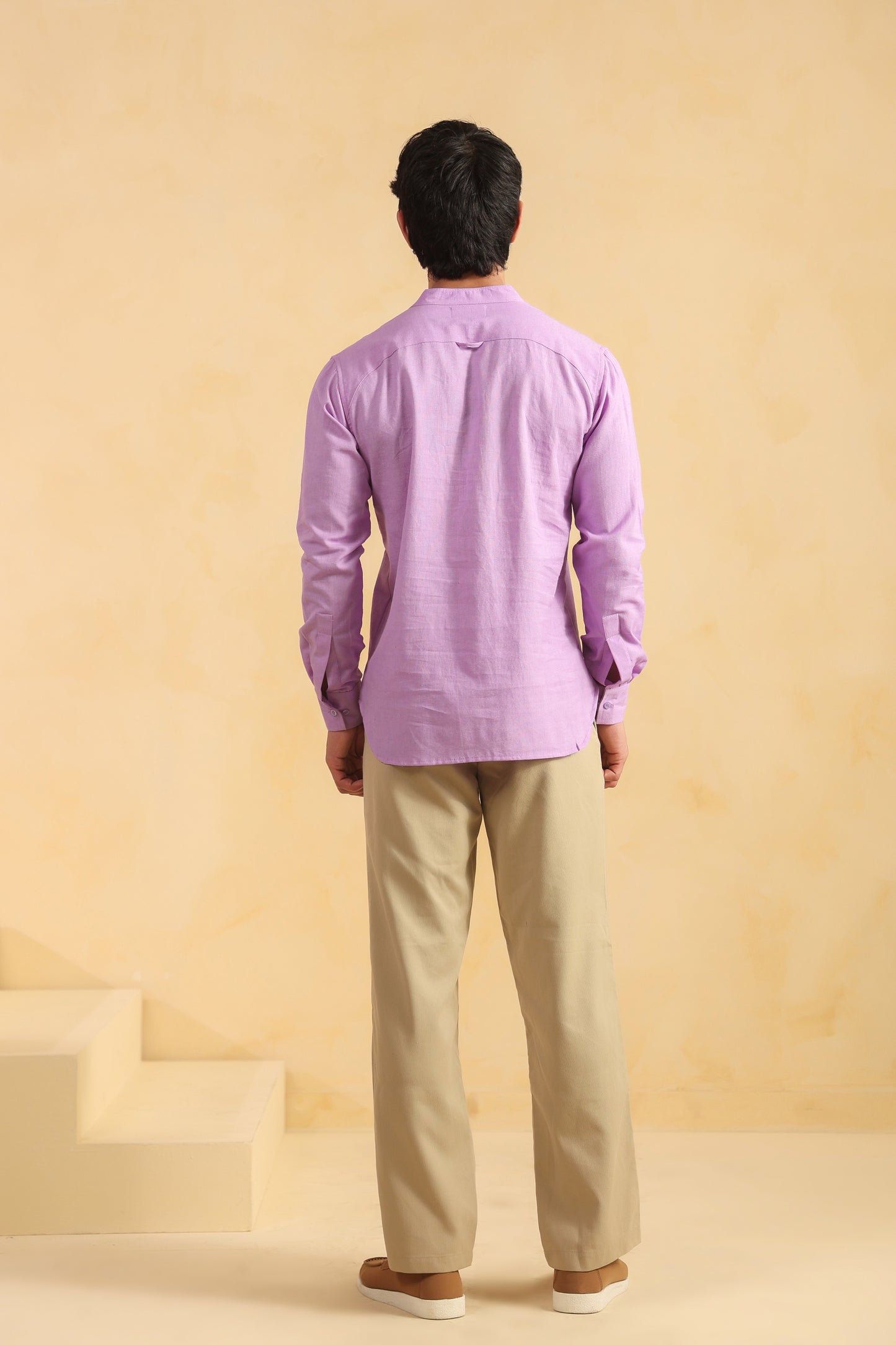 Purple Linen blend shirt kurta