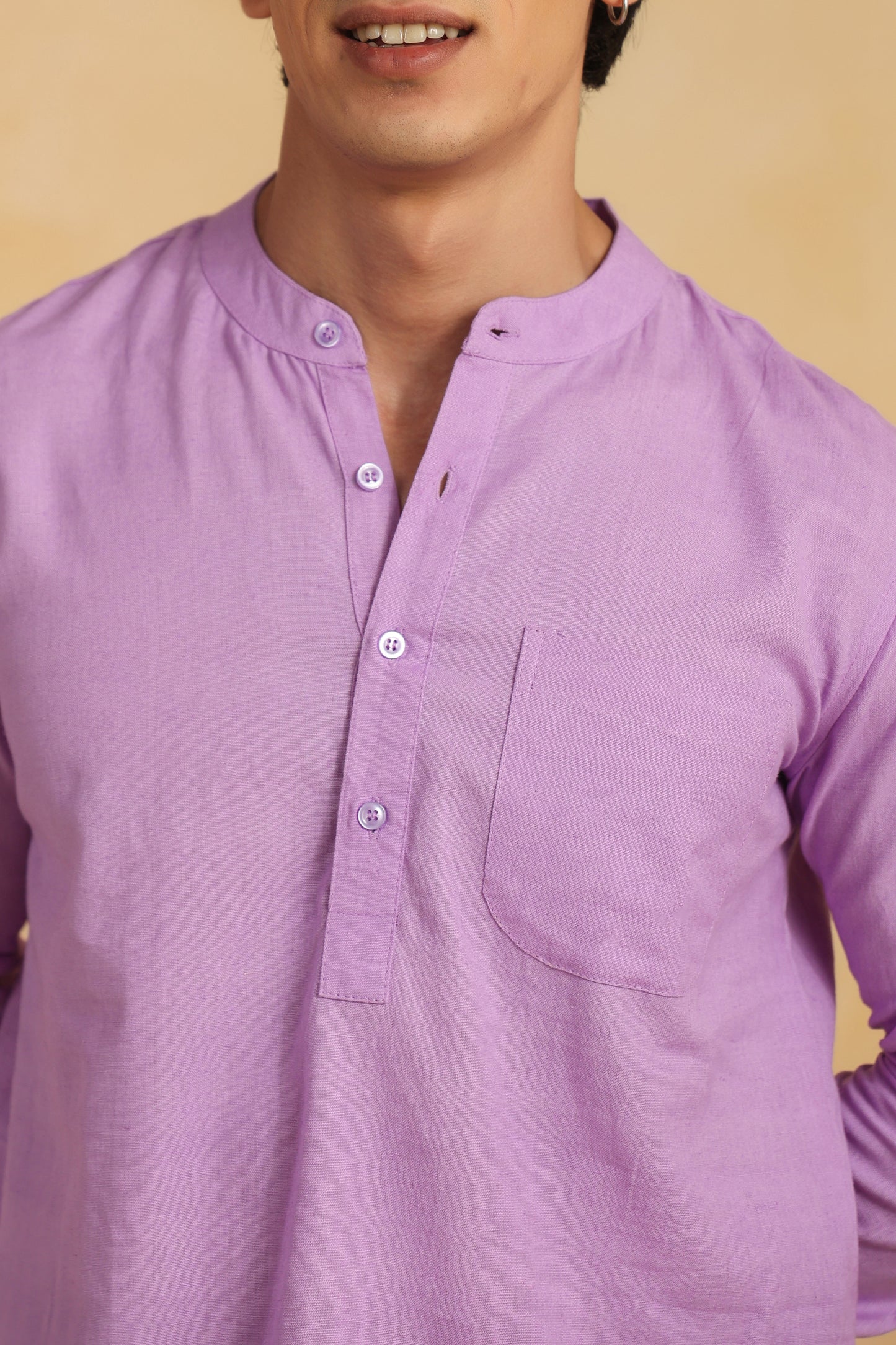 Purple Linen blend shirt kurta