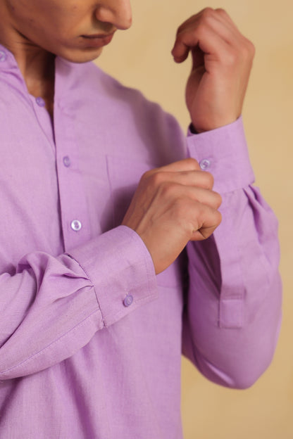 Purple Linen blend shirt kurta