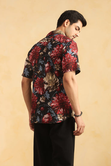 Black regular fit cotton shirt