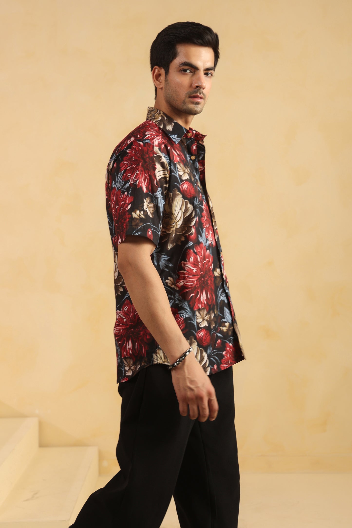 Black regular fit cotton shirt