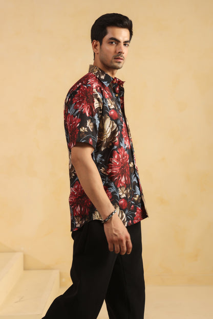 Black regular fit cotton shirt