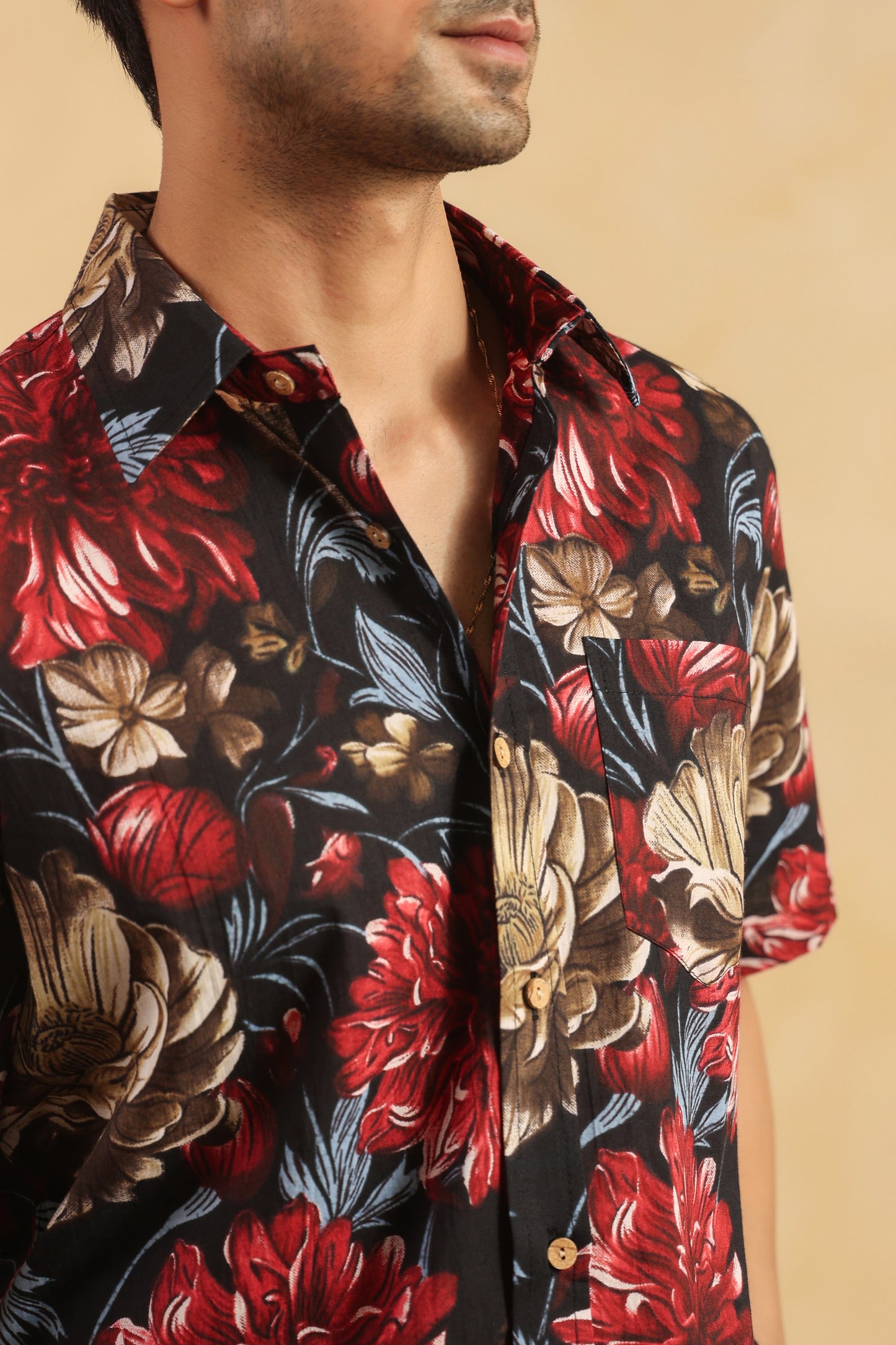 Black regular fit cotton shirt