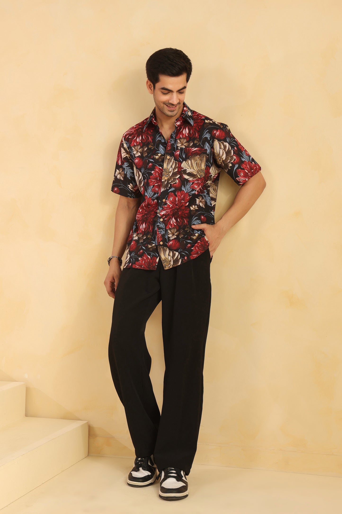Black regular fit cotton shirt