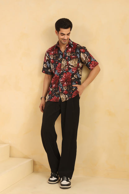 Black regular fit cotton shirt