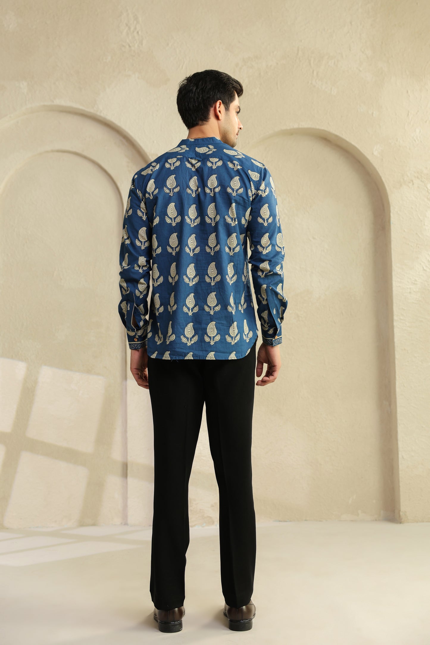 Blue regular cotton shirt kurta