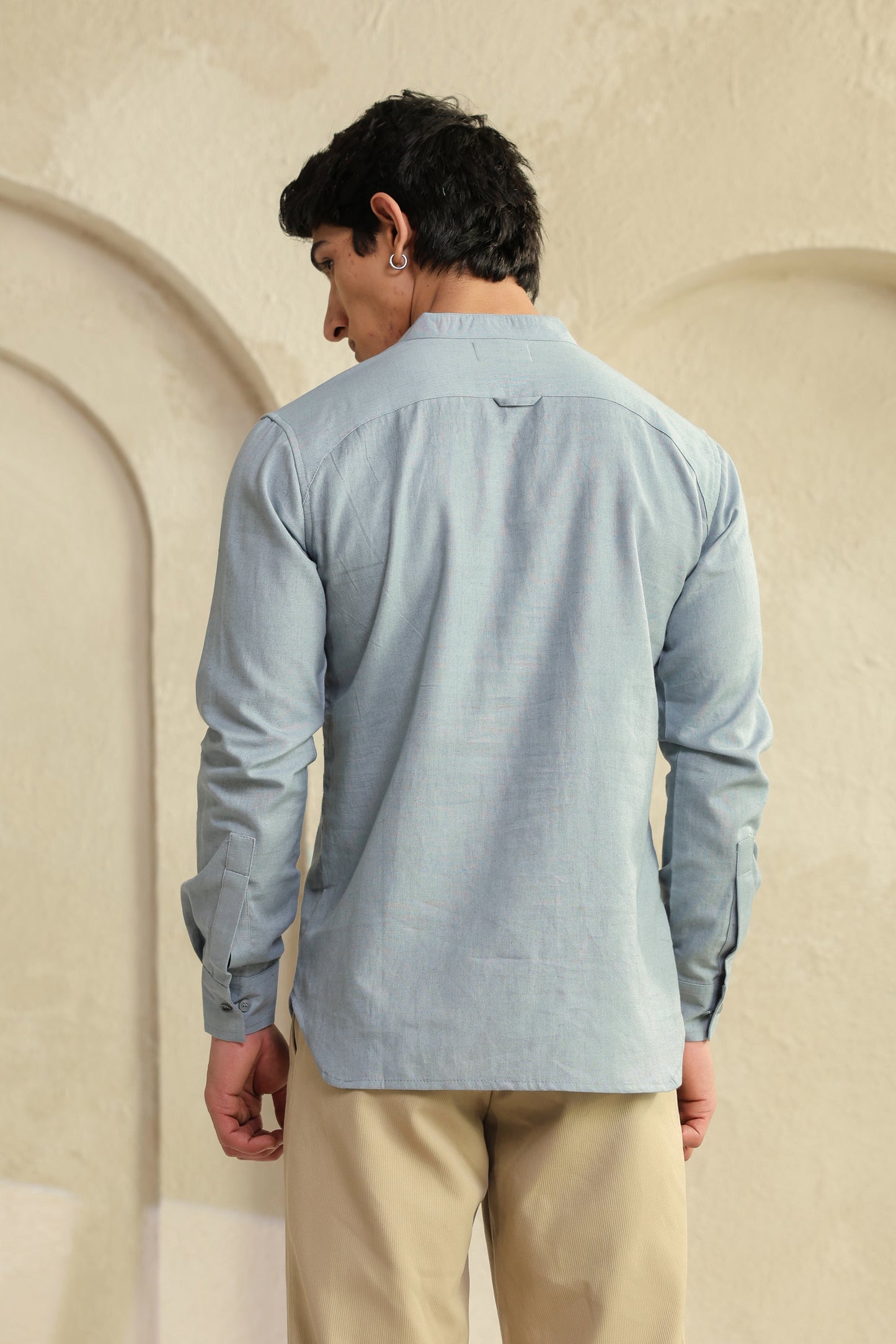 Grey linen blend Shirt Kurta
