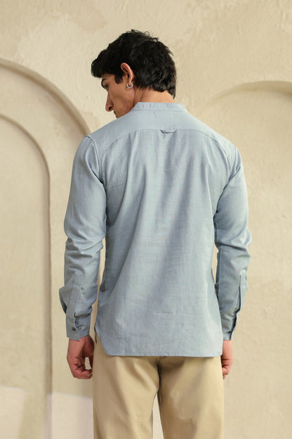 Grey linen blend Shirt Kurta