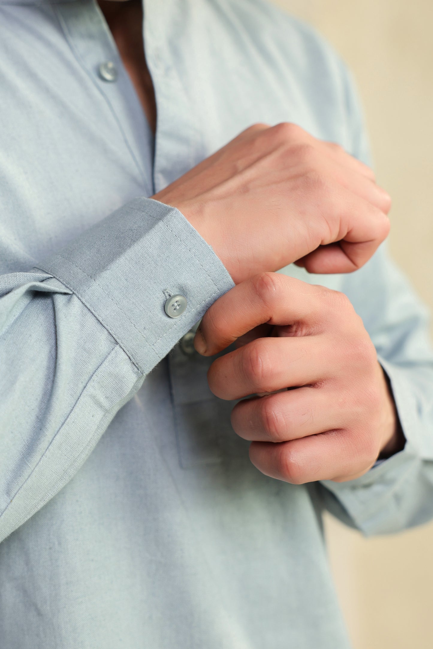 Grey linen blend Shirt Kurta