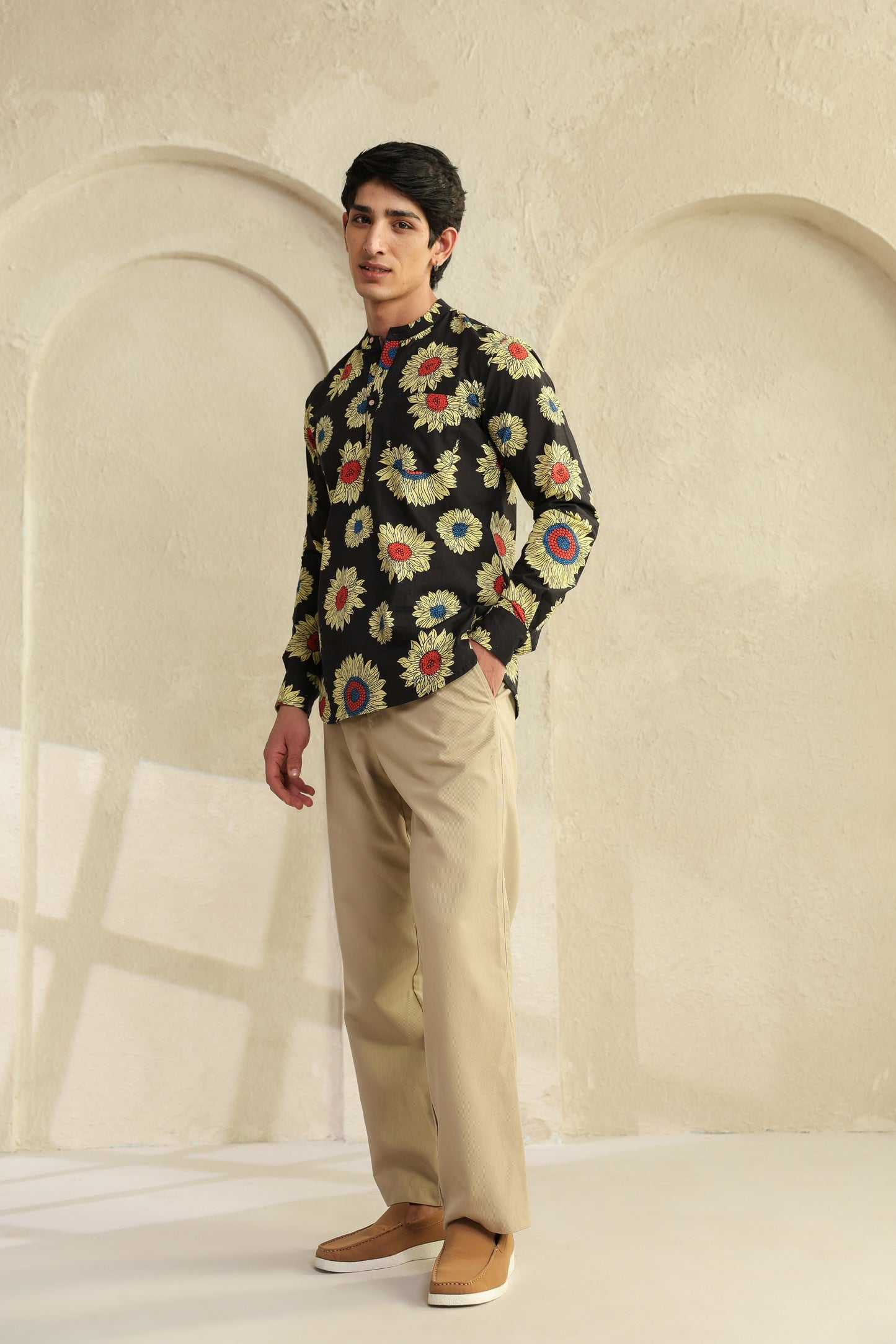 Black Sunflower Cotton Shirt Kurta